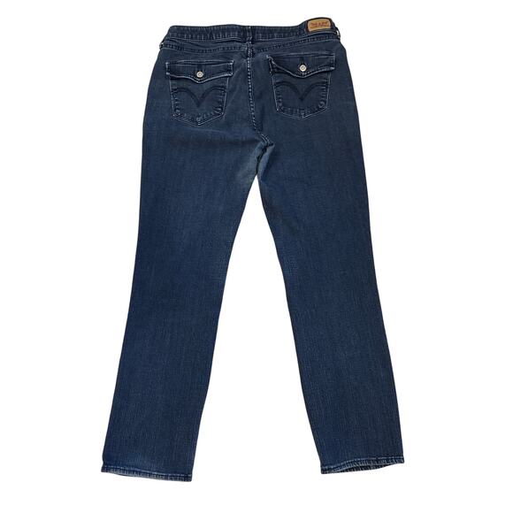 Levis 525 Jeans Womens 14 M Blue Perfect Waist Straight Leg Stretch Distressed - Picture 2 of 11